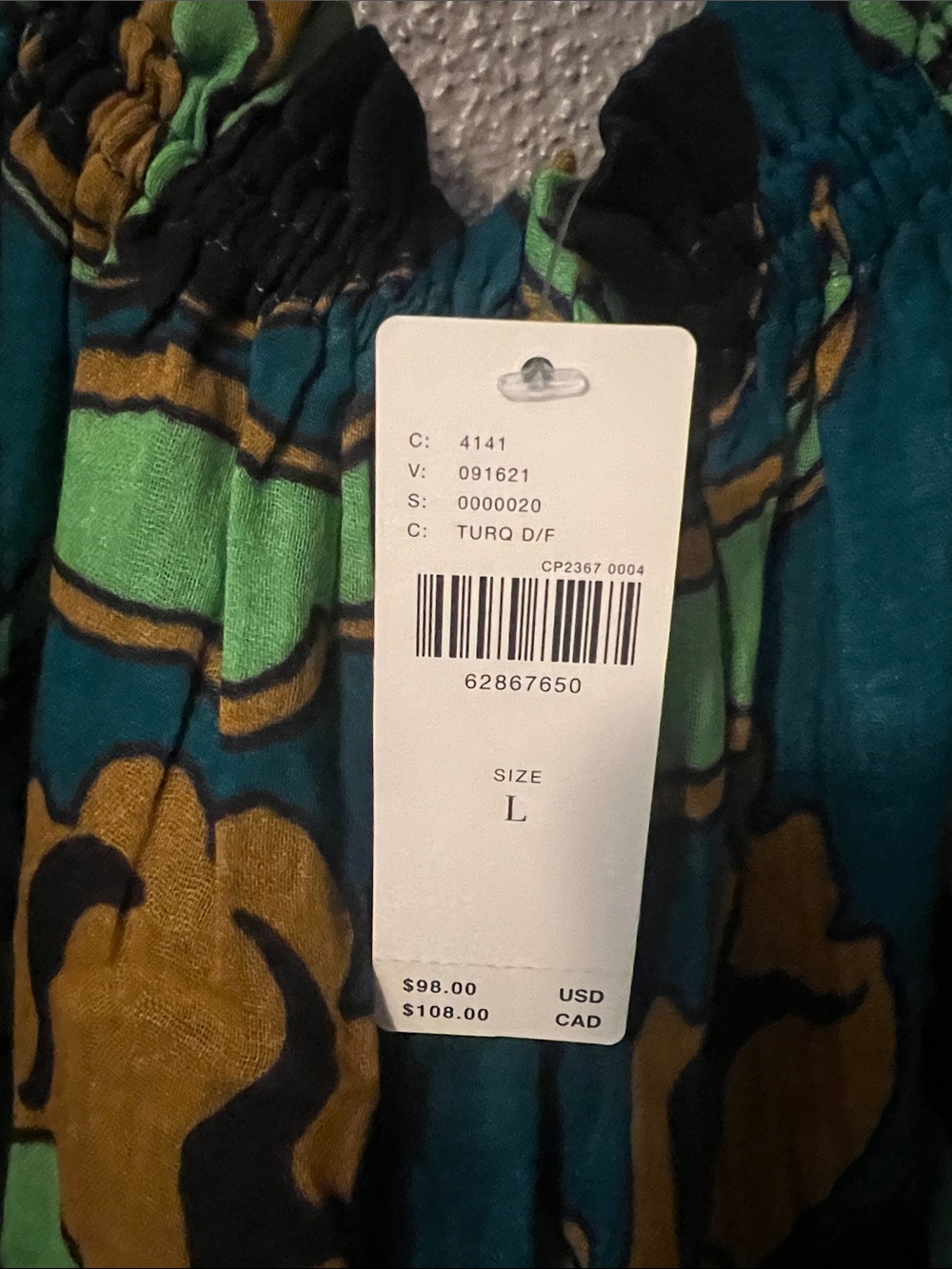 Anthropologie Teal, Green & Black Floral Wide-Leg Jumpsuit - Picture 3 of 4